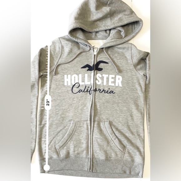 Hollister California  Women's Hoodie Zip Up Sweatshirt  Gray Size Small - Picture 4 of 6